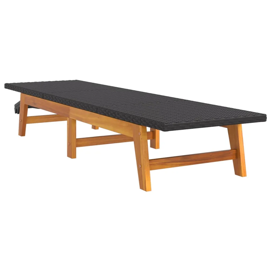Chaise longue avec table Résine tressée et bois massif d'acacia - 5