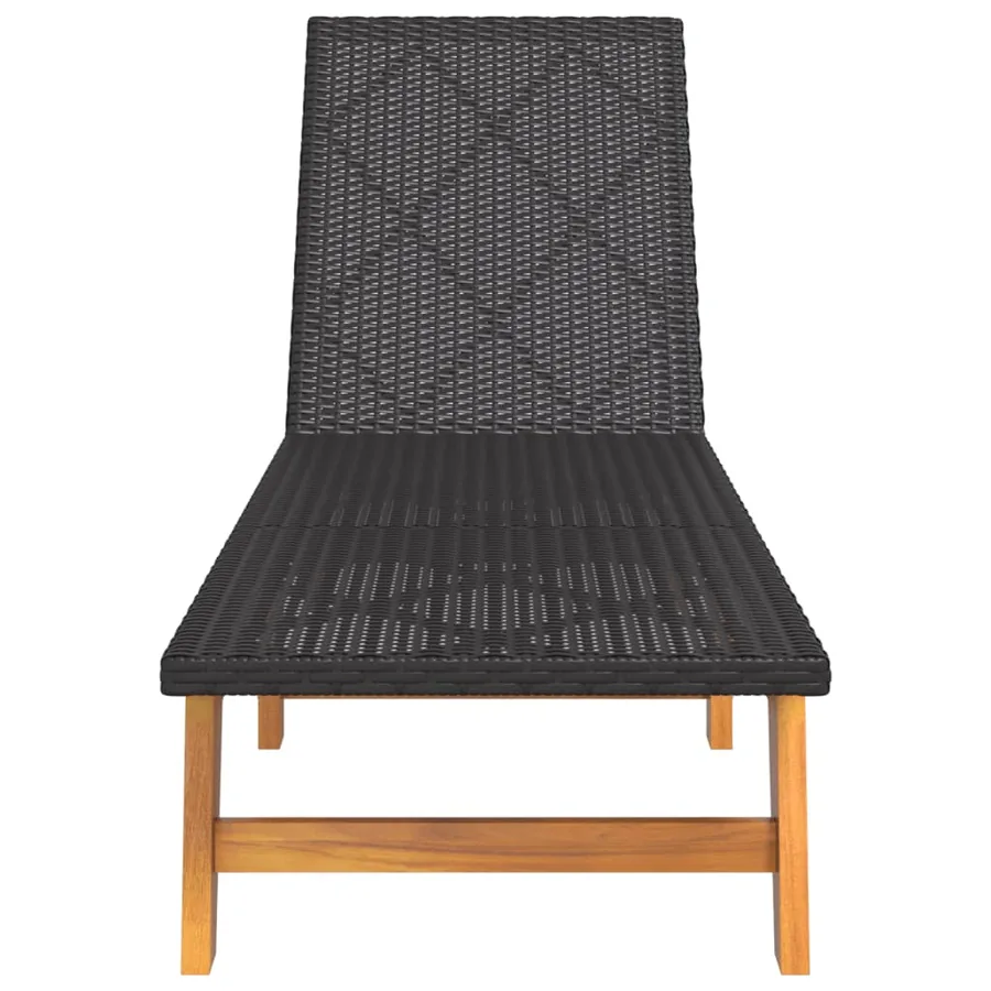 Chaise longue avec table Résine tressée et bois massif d'acacia - 6