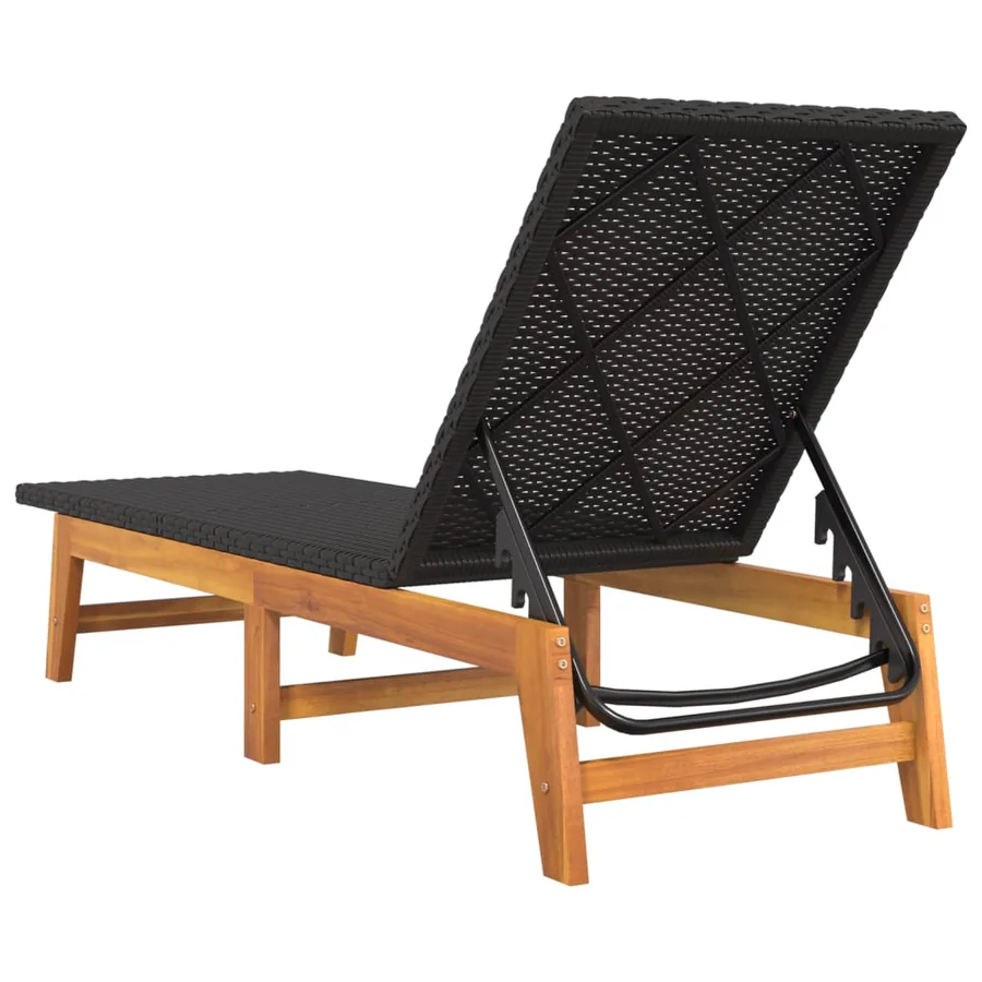 Chaise longue avec table Résine tressée et bois massif d'acacia - 9