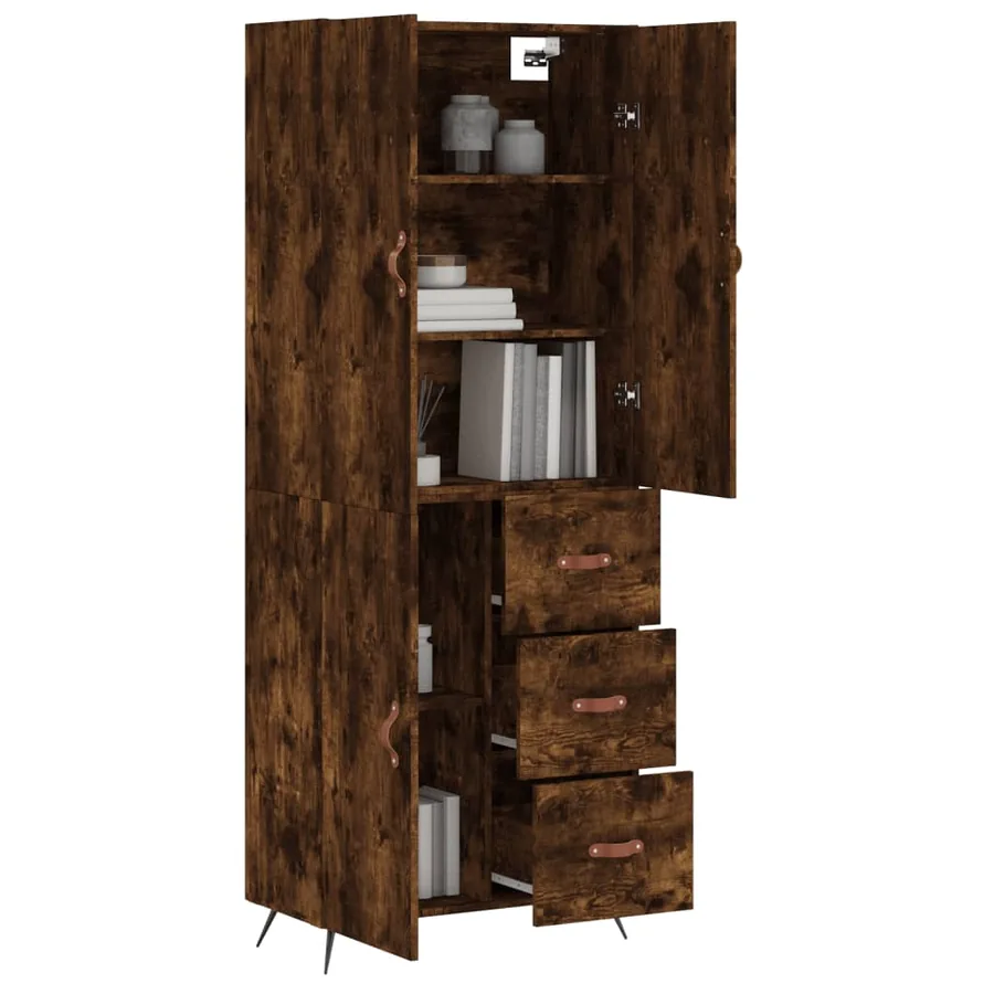 Buffet haut Chêne fumé 69,5x34x180 cm Bois d'ingénierie - 12