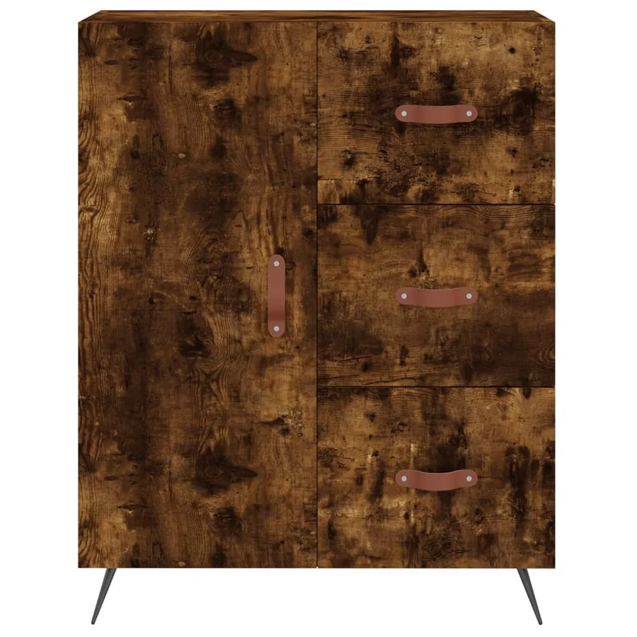 Buffet haut Chêne fumé 69,5x34x180 cm Bois d'ingénierie - 7
