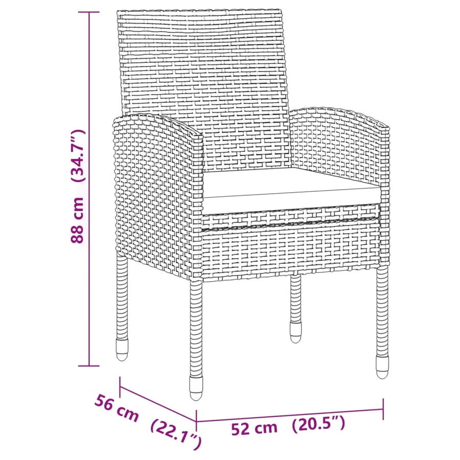 Ensemble à manger d'extérieur 9 pcs Résine tressée Noir - 8