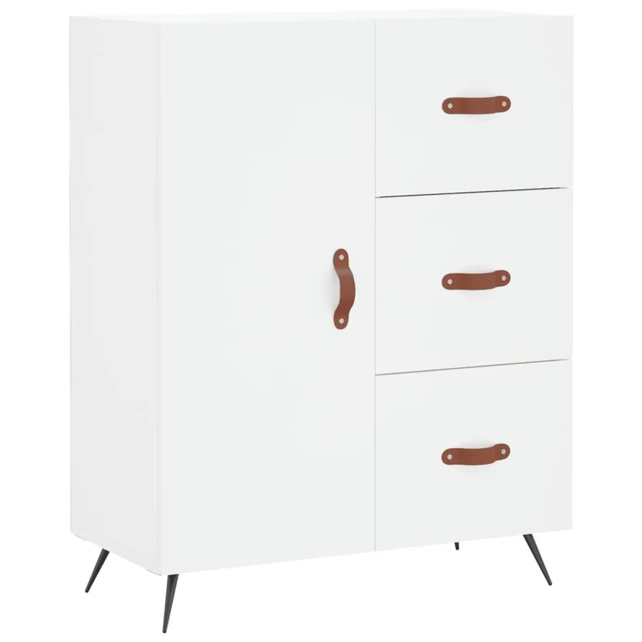 Buffet haut Blanc 69,5x34x180 cm Bois d'ingénierie - 6