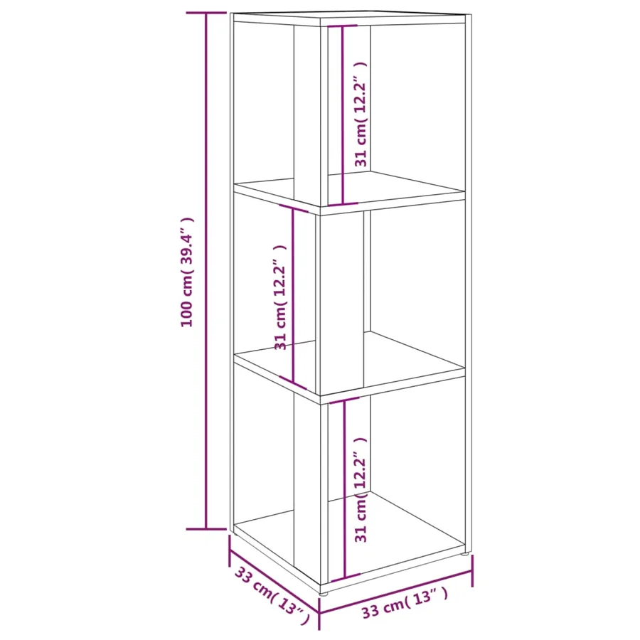Armoire d'angle Blanc 33x33x100 cm Bois d'ingénierie - 9