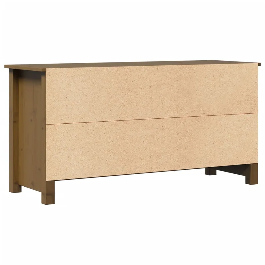 Meuble TV Marron miel 103x36,5x52 cm Bois de pin massif - 7