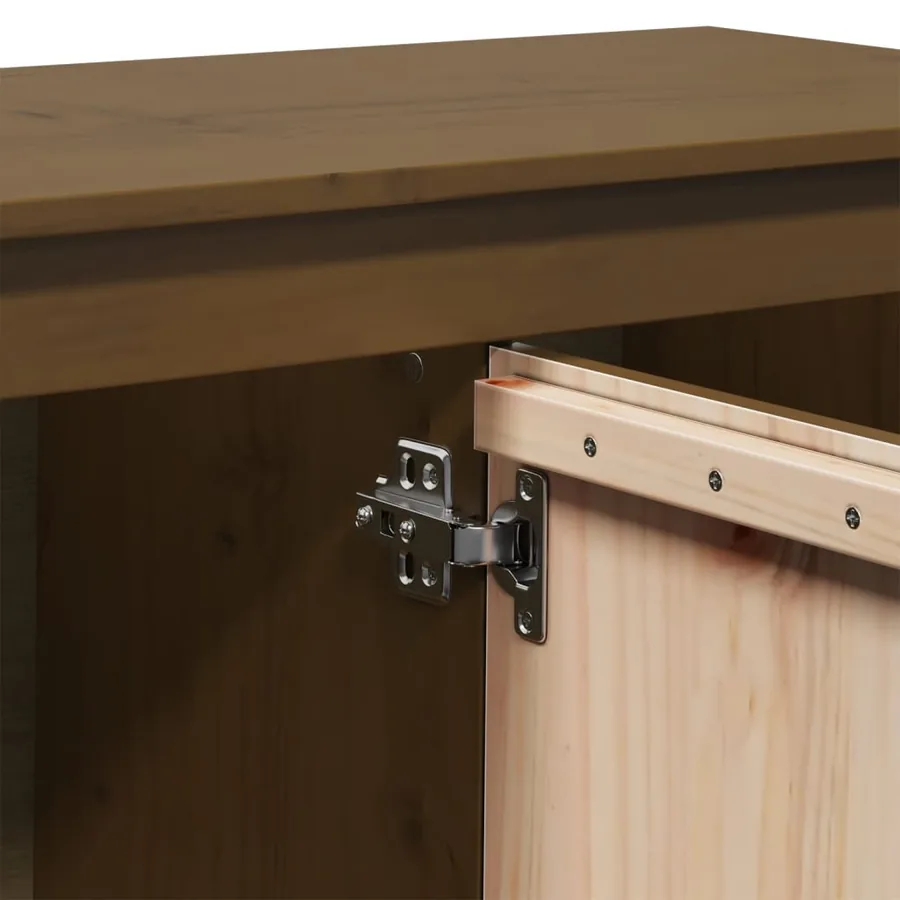 Meuble TV Marron miel 103x36,5x52 cm Bois de pin massif - 8