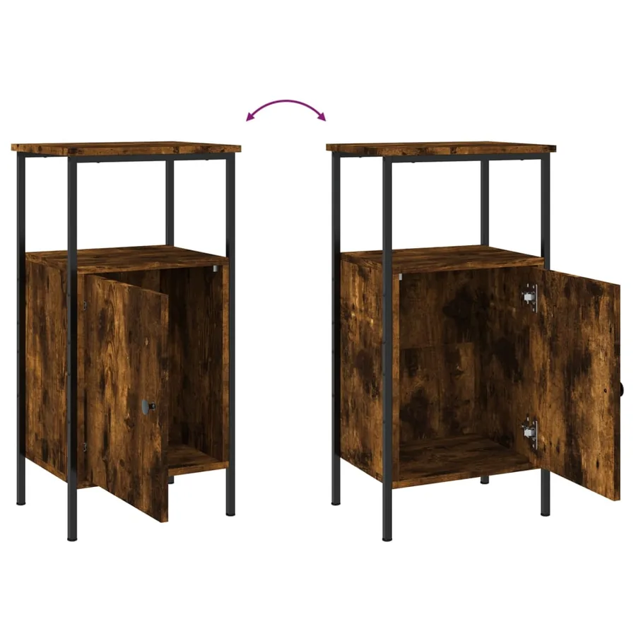 Tables de chevet 2 pcs chêne fumé 41x31x80 cm bois ingénierie - 10
