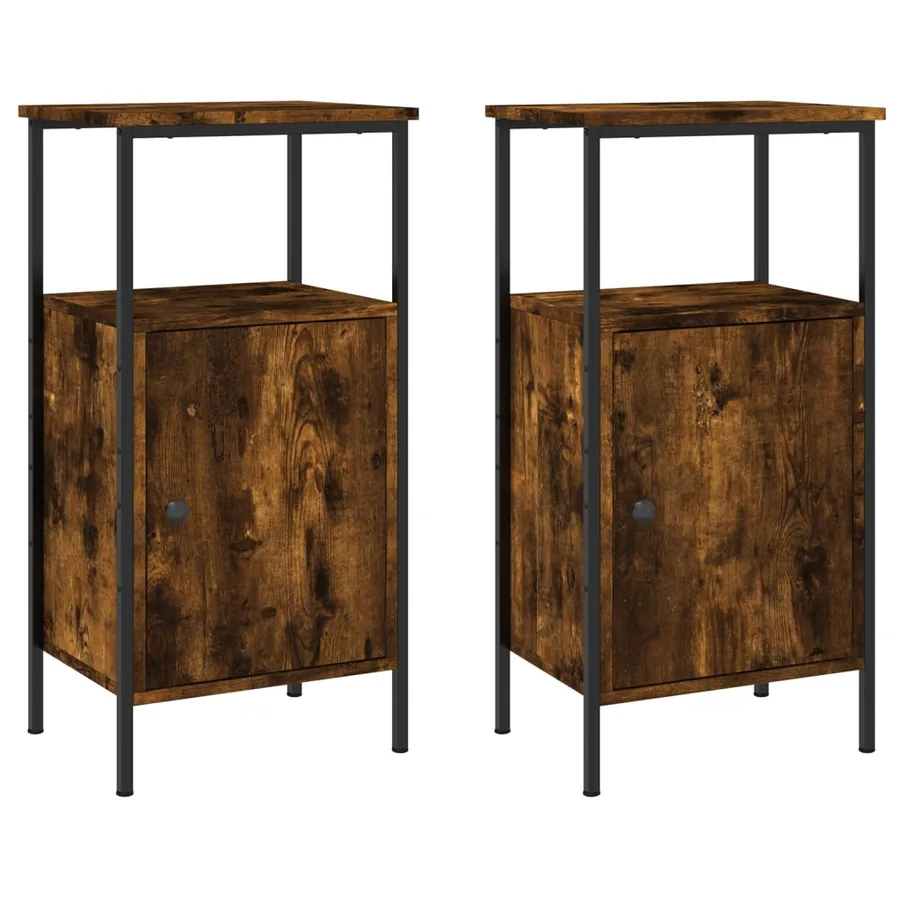 Tables de chevet 2 pcs chêne fumé 41x31x80 cm bois ingénierie - 2