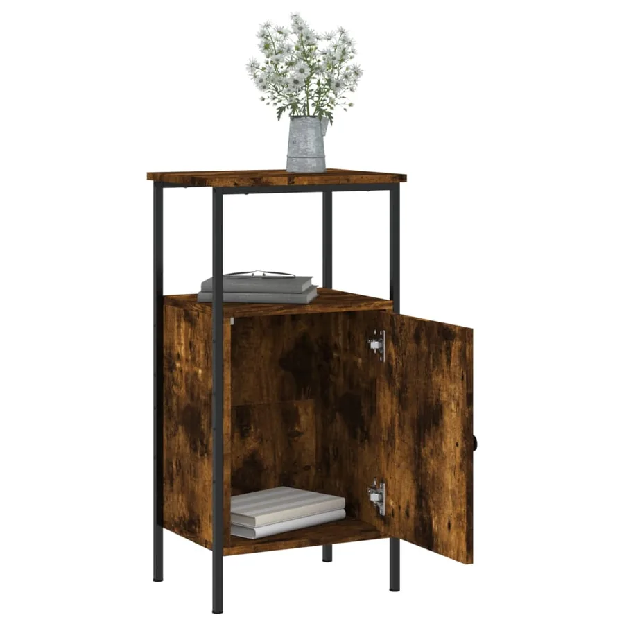 Tables de chevet 2 pcs chêne fumé 41x31x80 cm bois ingénierie - 9