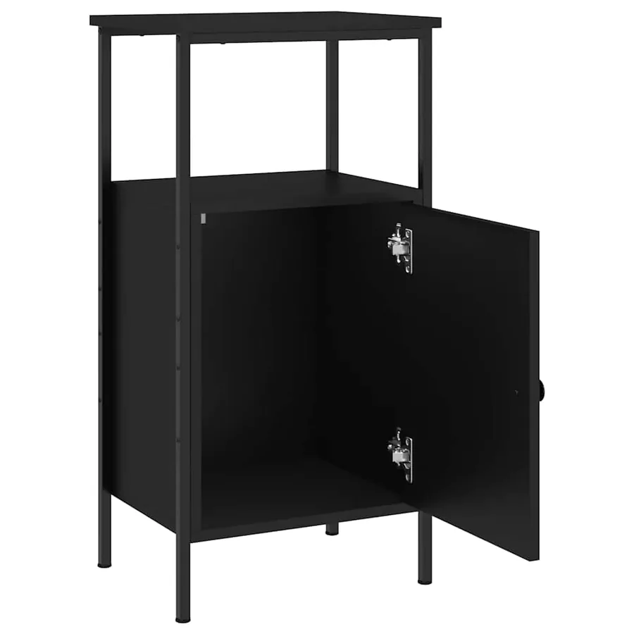 Table de chevet noir 41x31x80 cm bois d’ingénierie - 4