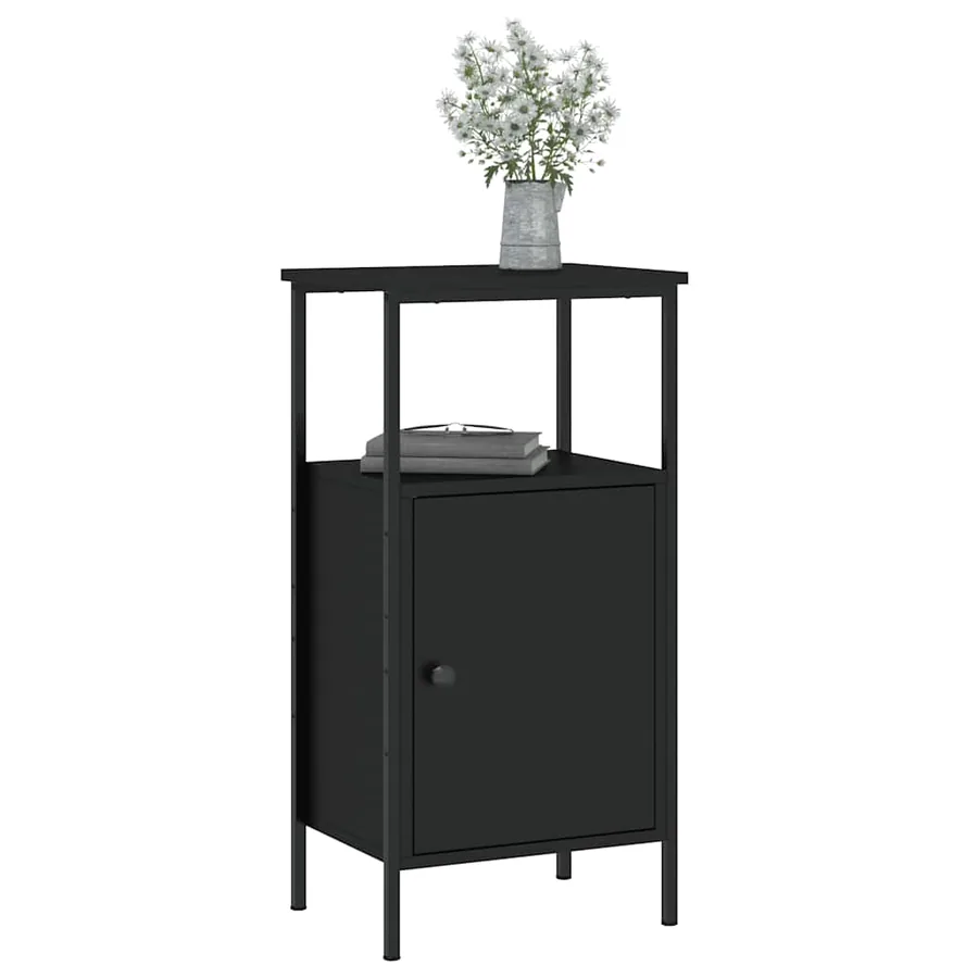 Table de chevet noir 41x31x80 cm bois d’ingénierie - 7