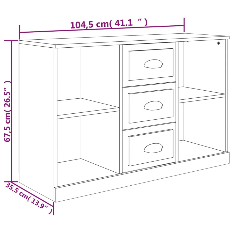 Buffet chêne fumé 104,5x35,5x67,5 cm bois d'ingénierie - 10