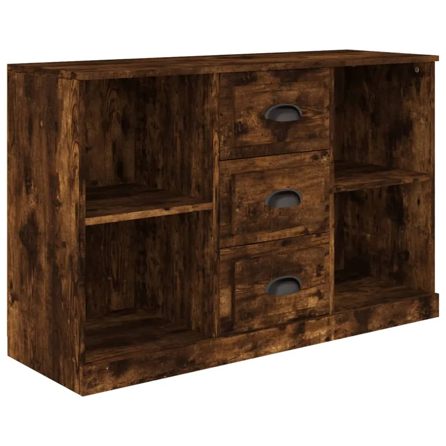 Buffet chêne fumé 104,5x35,5x67,5 cm bois d'ingénierie - 2