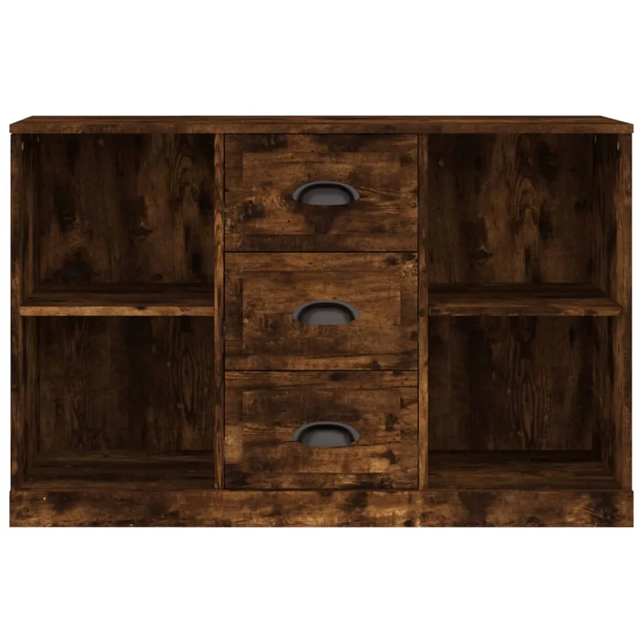 Buffet chêne fumé 104,5x35,5x67,5 cm bois d'ingénierie - 4
