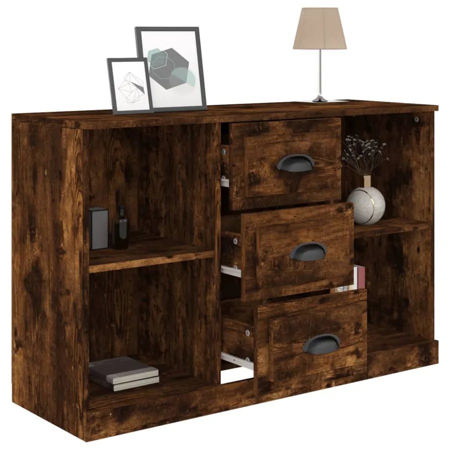 Buffet chêne fumé 104,5x35,5x67,5 cm bois d'ingénierie - 7