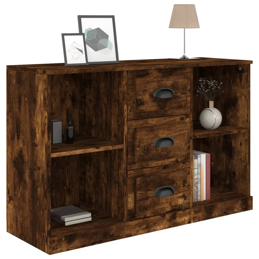 Buffet chêne fumé 104,5x35,5x67,5 cm bois d'ingénierie - 8