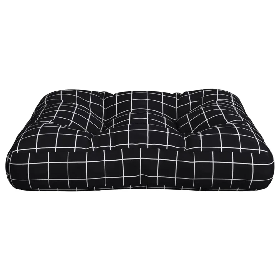 Coussin de palette motif à carreaux noir 50x50x12 cm tissu - 6