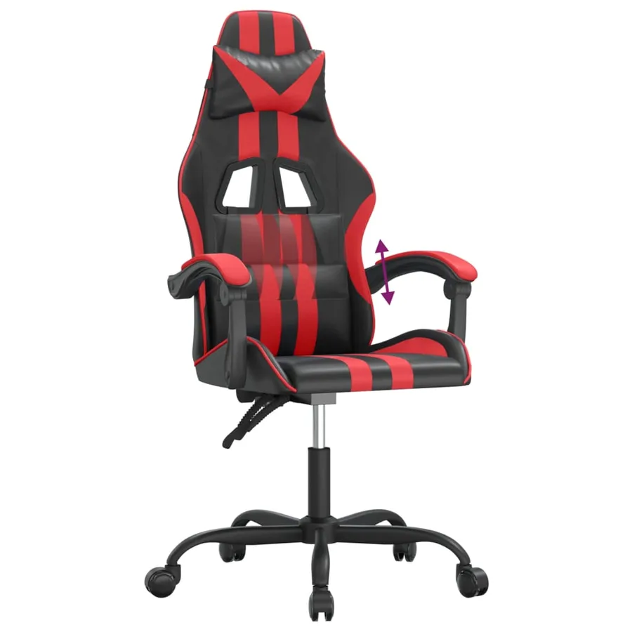 Chaise de jeu Noir et rouge Similicuir - 7