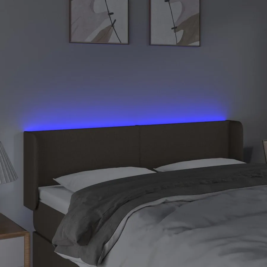 Tête de lit à LED Taupe 147x16x78/88 cm Tissu - 4