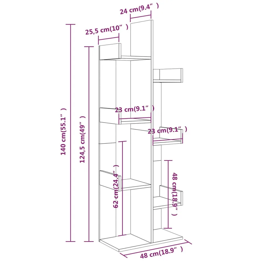 Bibliothèque 48x25,5x140 cm Sonoma gris Bois d'ingénierie - 6