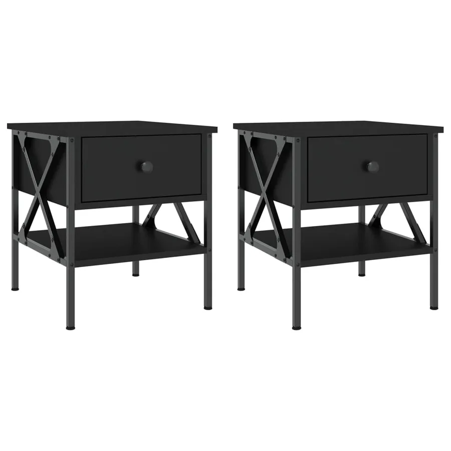 Tables de chevet 2 pcs noir 40x42x45 cm bois d’ingénierie - 2