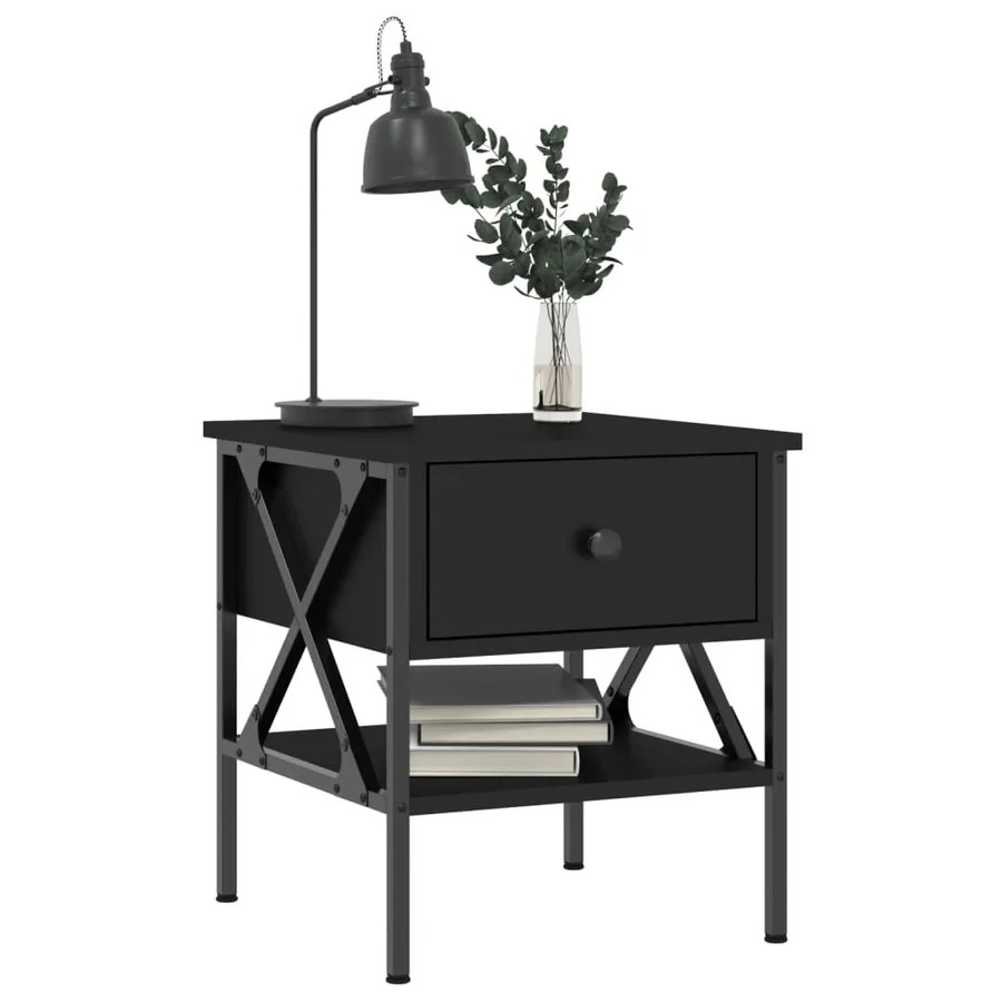 Tables de chevet 2 pcs noir 40x42x45 cm bois d’ingénierie - 3