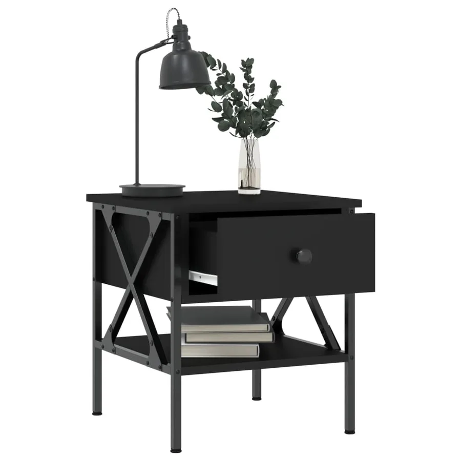 Tables de chevet 2 pcs noir 40x42x45 cm bois d’ingénierie - 4