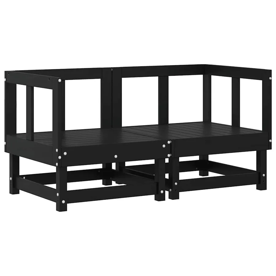 Canapés d'angle avec coussins 2 pcs noir bois de pin massif - 3