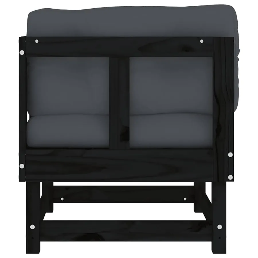 Canapés d'angle avec coussins 2 pcs noir bois de pin massif - 6
