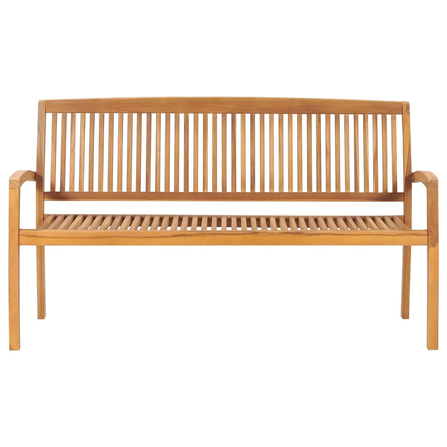 Banc de jardin empilable et coussin 159 cm Bois de teck massif - 3