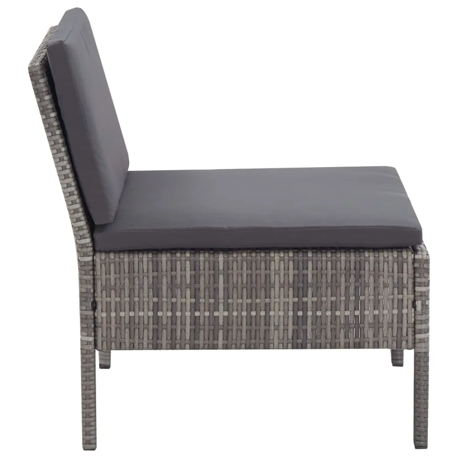 Salon de jardin 6 pcs avec coussins résine tressée gris - 11