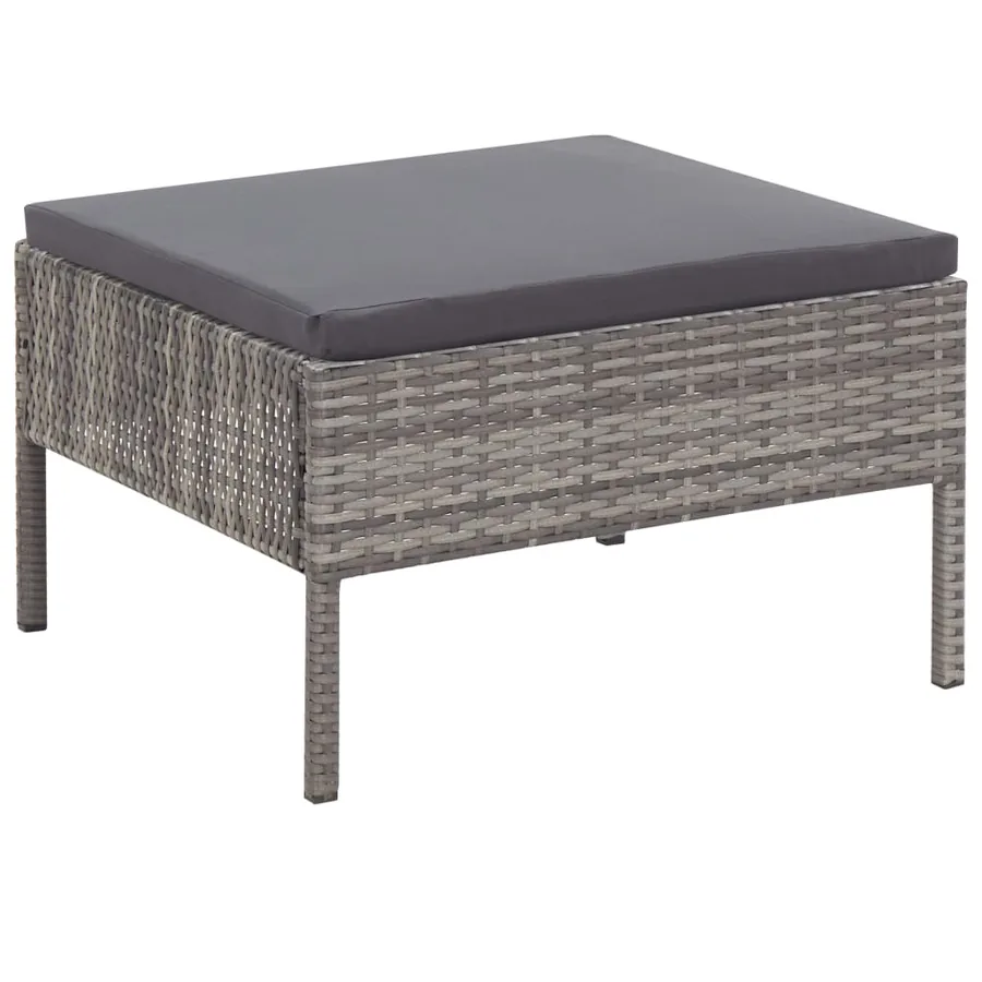 Salon de jardin 6 pcs avec coussins résine tressée gris - 14