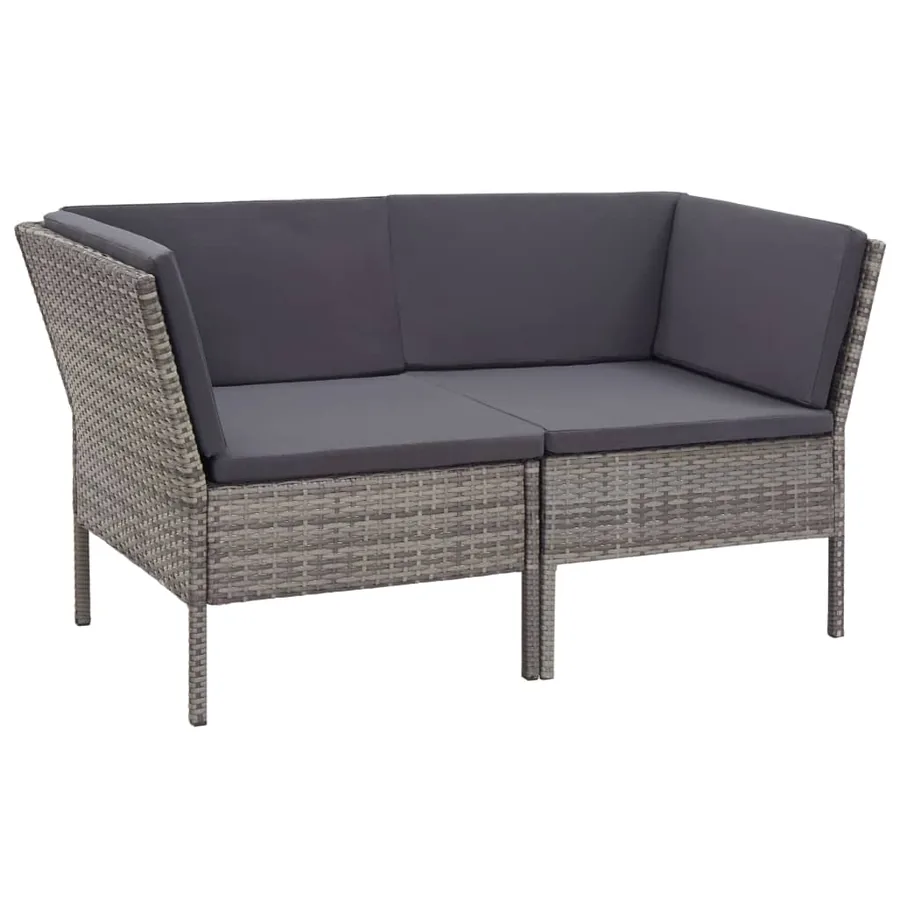 Salon de jardin 6 pcs avec coussins résine tressée gris - 3