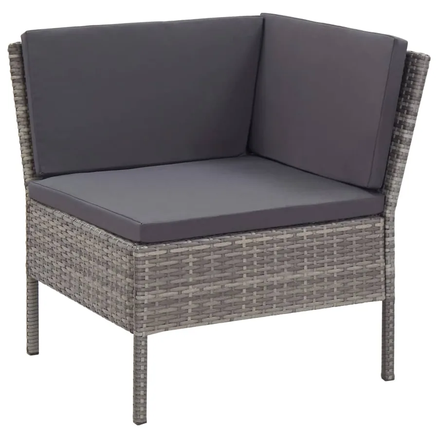 Salon de jardin 6 pcs avec coussins résine tressée gris - 7