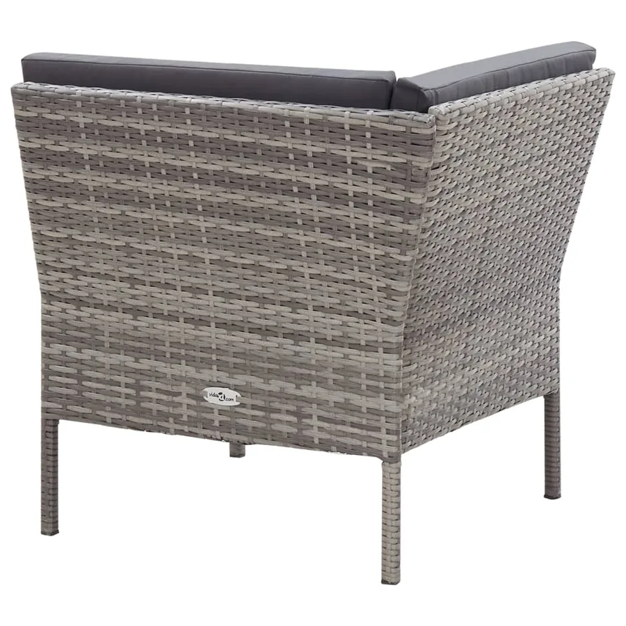 Salon de jardin 6 pcs avec coussins résine tressée gris - 9