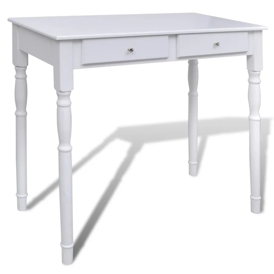 Coiffeuse avec miroir et tabouret 2 tiroirs Blanc - 5