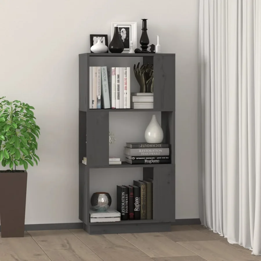 Bibliothèque/Séparateur de pièce Gris 51x25x101 cm Pin massif - 3