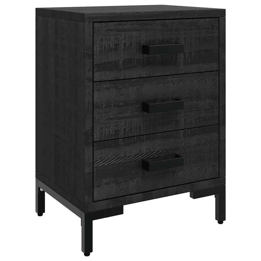 Tables de chevet 2 pcs Noir 40x30x55 cm Bois de pin massif - 3