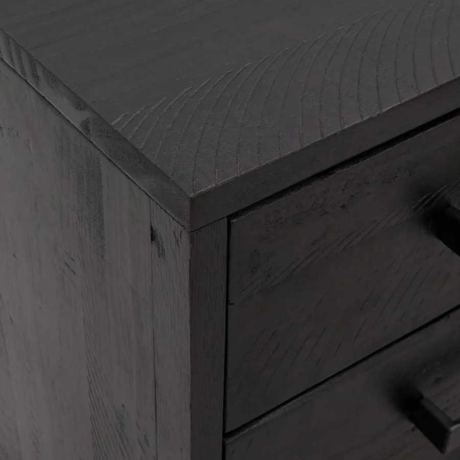 Tables de chevet 2 pcs Noir 40x30x55 cm Bois de pin massif - 9