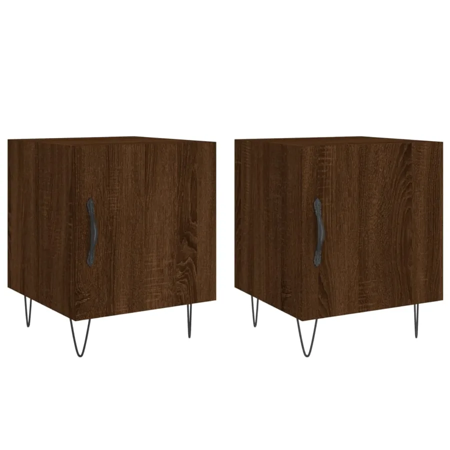 Tables de chevet 2pcs chêne marron 40x40x50cm bois d'ingénierie - 2