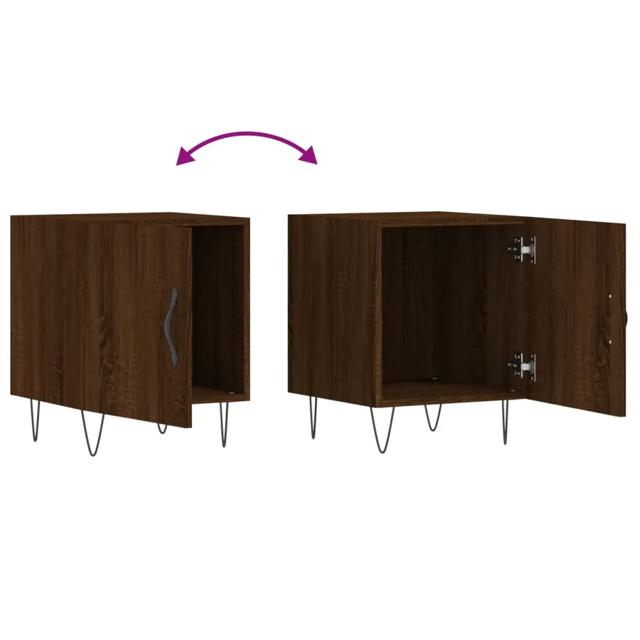 Tables de chevet 2pcs chêne marron 40x40x50cm bois d'ingénierie - 9