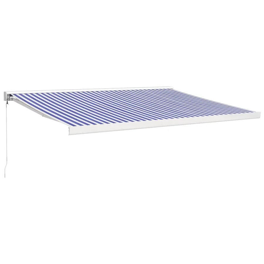 Auvent rétractable bleu et blanc 4x3 m tissu et aluminium - 2