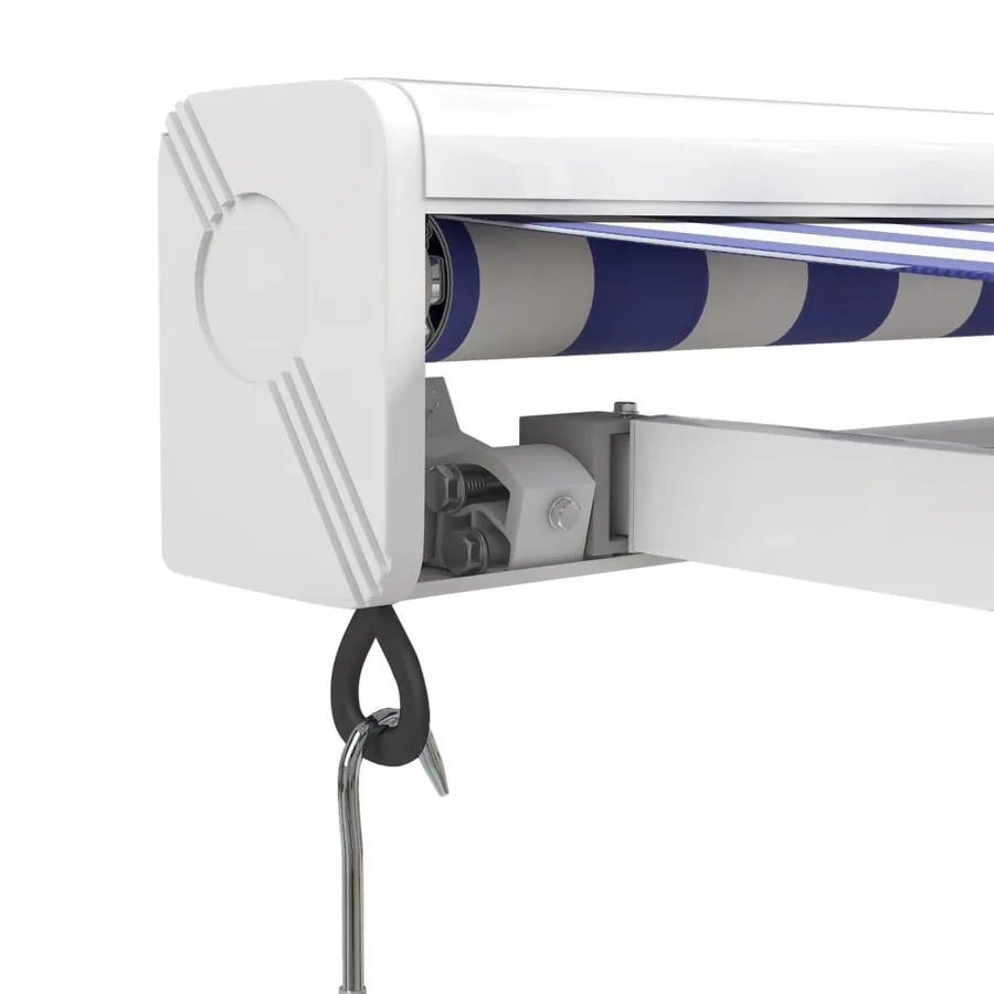 Auvent rétractable bleu et blanc 4x3 m tissu et aluminium - 7