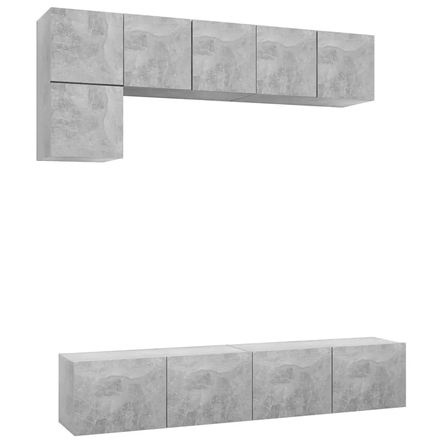 Ensemble de meubles TV 5 pcs Gris béton Bois d'ingénierie - 2