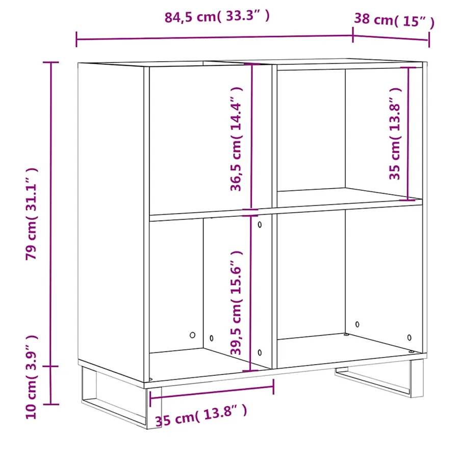 Armoire à disques noir 84,5x38x89 cm bois d'ingénierie - 10