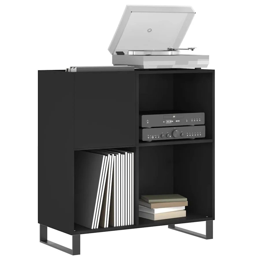 Armoire à disques noir 84,5x38x89 cm bois d'ingénierie - 3