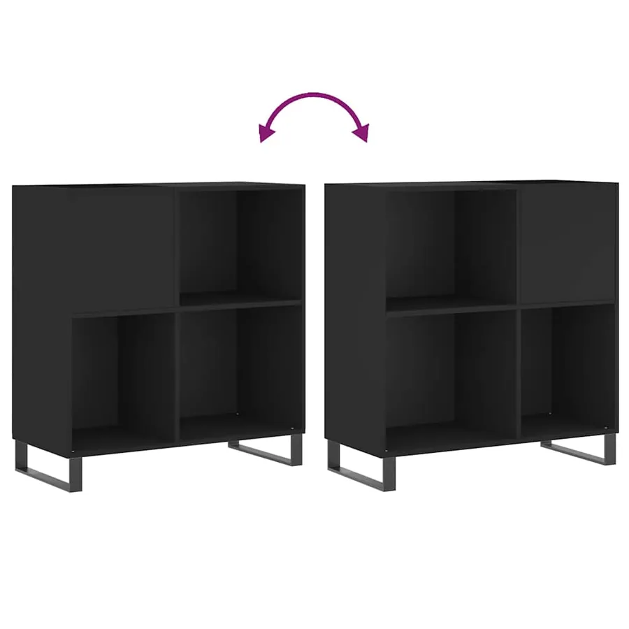 Armoire à disques noir 84,5x38x89 cm bois d'ingénierie - 7