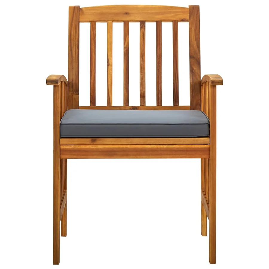 Ensemble de 4 chaises de jardin avec coussins en bois d'acacia massif - 4