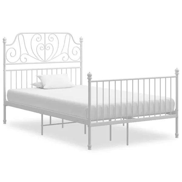 Cadre de lit sans matelas blanc métal 120x200 cm