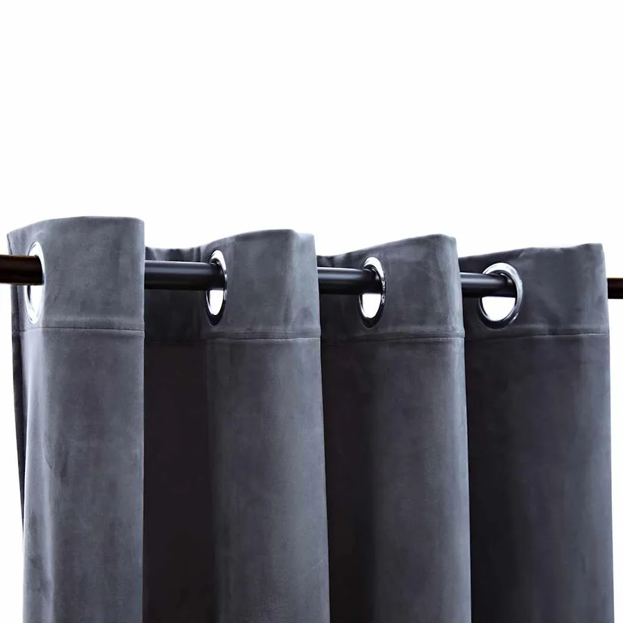 Rideaux occultants et anneaux 2pcs Velours Anthracite 140x225cm - 3